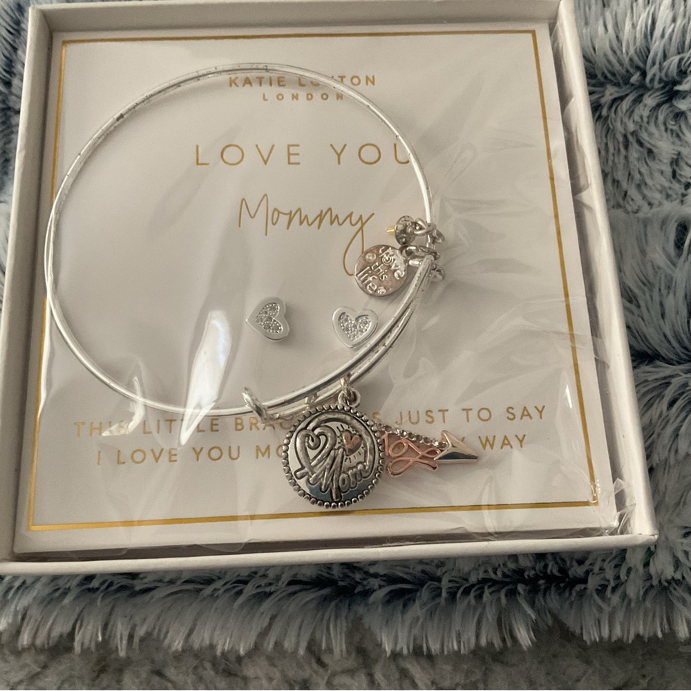 Katie Loxton Silver Charm Bracelet and Earrings